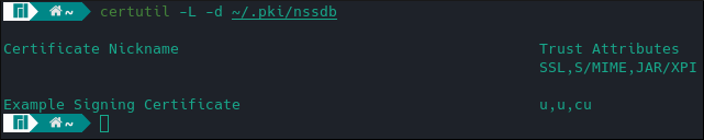 certutil -L -d ~/.pki/nssdb