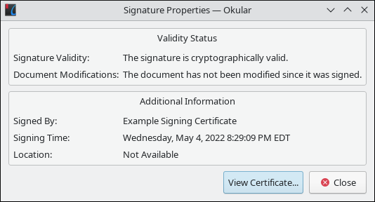 The signature is cryptographically valid.